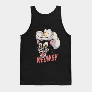 HOWDY MEOWDY | Retro Cartoon Cat Mascot Design Tank Top